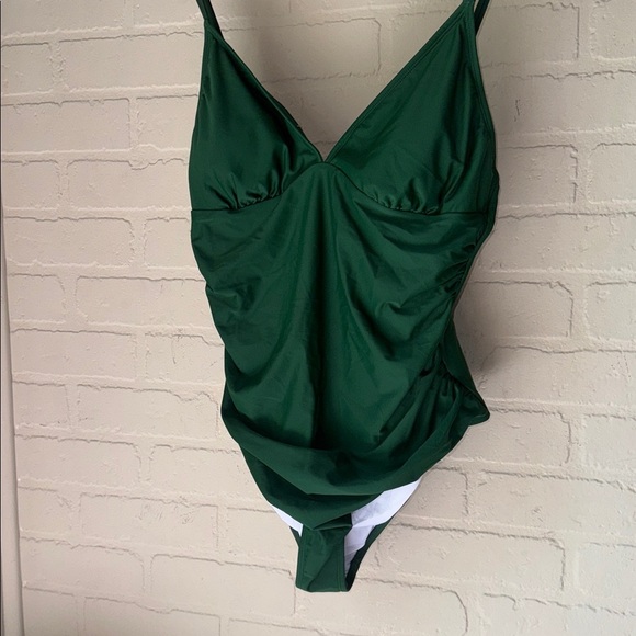 Cupshe green swimsuit one piece ruched sides adjustable straps lined xl NEW - Picture 1 of 5